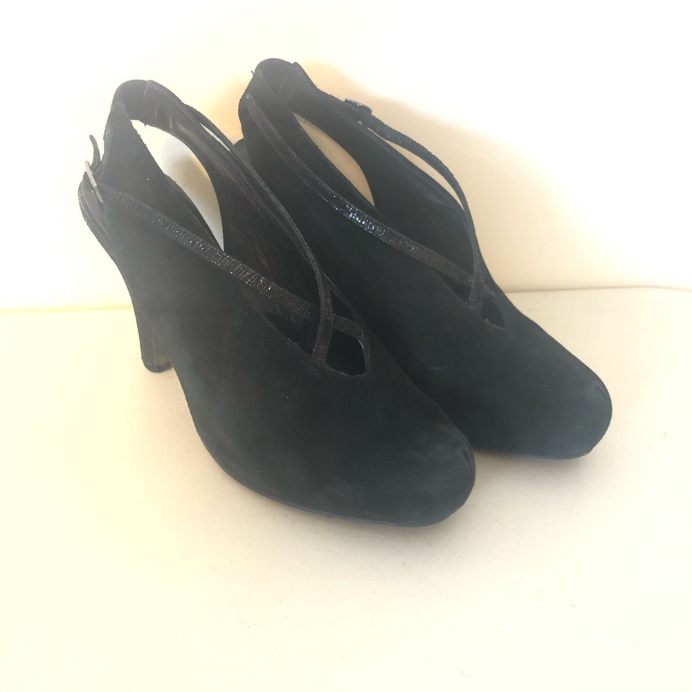 Faryl Robin Vicky Suede Sling Pump Black 8 1/2